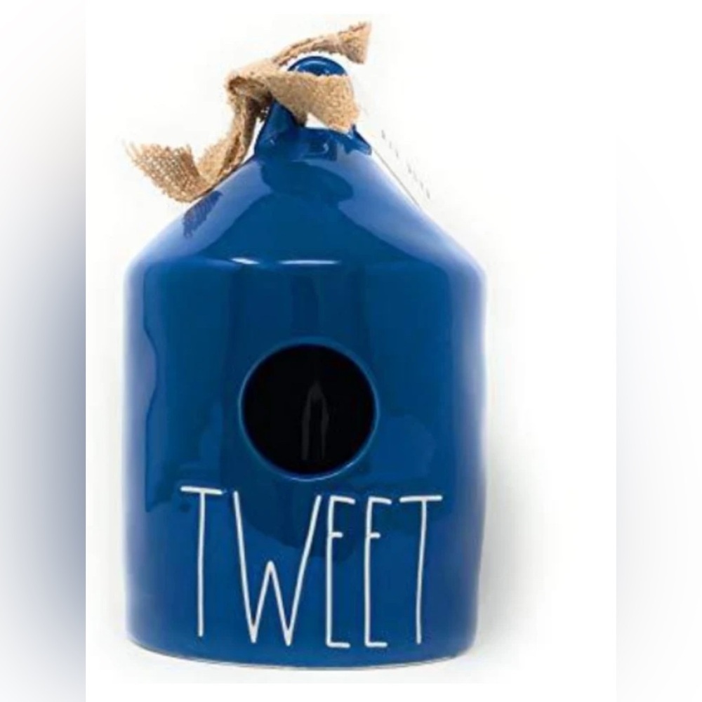 Rae Dunn Blue Round Tweet Birdhouse